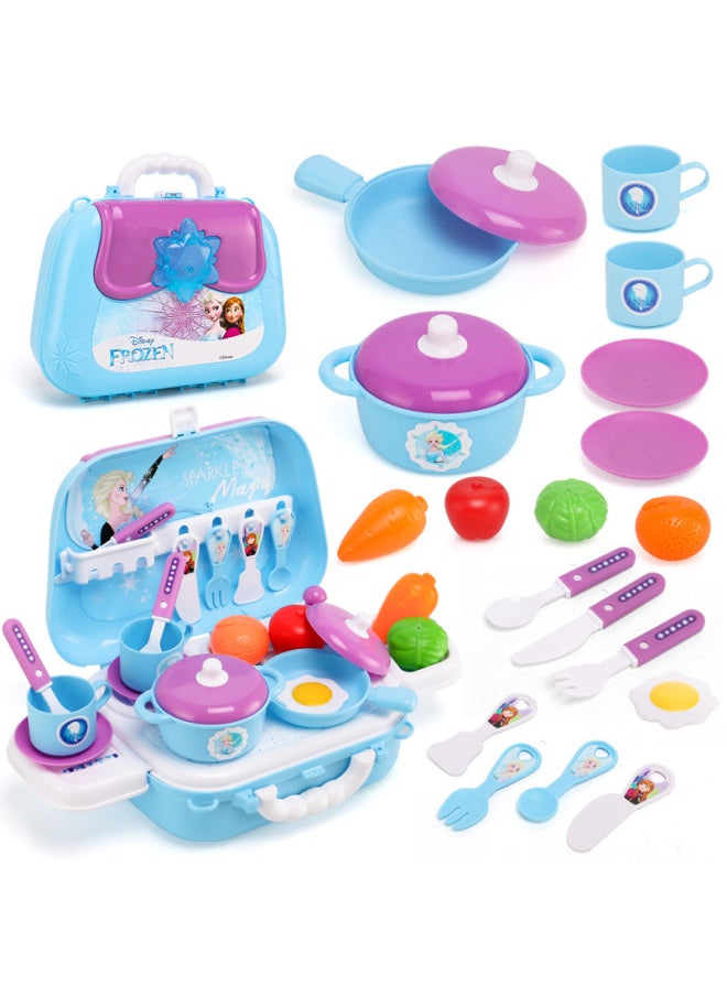 Disney Mickey Minnie Play House Kitchen Cooking Toys Backpack Frozen Girls Simulation Beauty Wholesale-Color:Frozen Kitchen Set Toy Backpack (cardboard)
