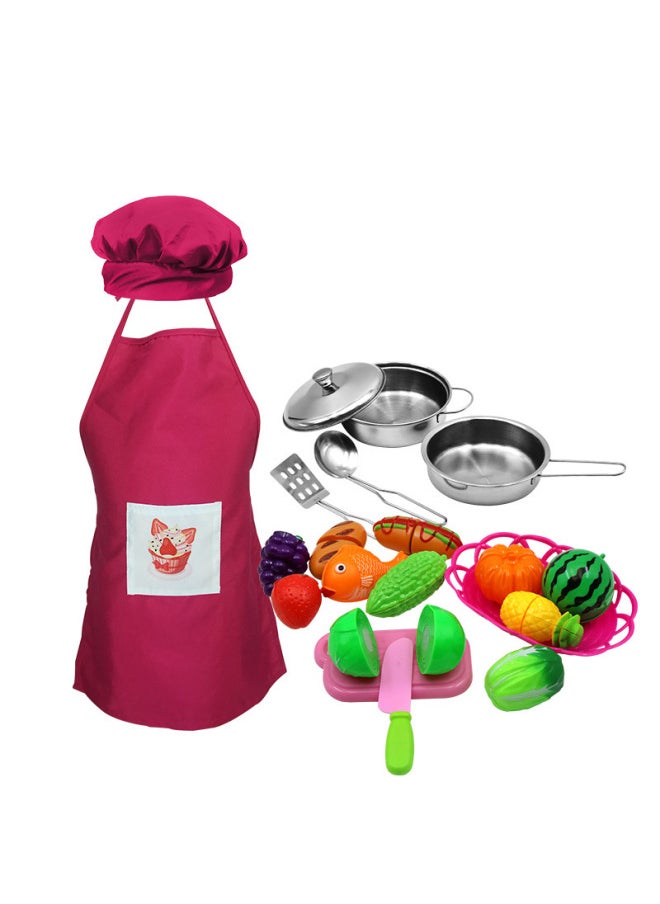 Simulation Super Anti-fall Stainless Steel Small Kitchenware Tableware Set Play House Kitchen Toys Children's Cooking And Cooking Toys-Color:WQ9115-1AB