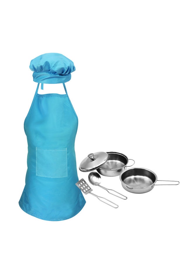 Children's Play Kitchen Toys Cooking And Cooking Toys Simulation Super Anti-fall Stainless Steel Small Kitchenware Tableware Set-Color:WQ9113-1 Blue