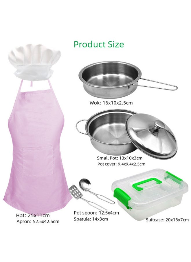 Children's Play Kitchen Toys Cooking And Cooking Toys Simulation Super Anti-fall Stainless Steel Small Kitchenware Tableware Set-Color:WQ9113-1 Blue