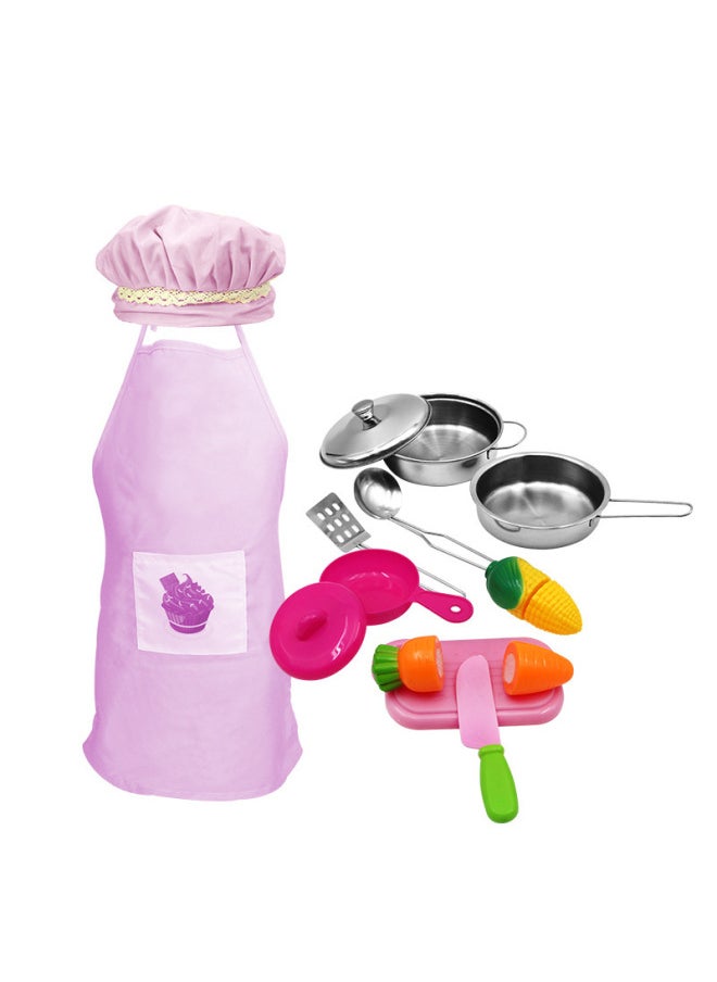 Simulation Super Anti-fall Stainless Steel Small Kitchenware Tableware Set Play House Kitchen Toys Children's Cooking And Cooking Toys-Color:WQ9115-3AB
