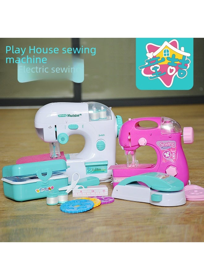 Tong Zhe Mini Electric Sewing Machine Household Small Household Appliances Toys Girls Play House Toy Set A Generation Of Hair-Color:7982A Medium Pink Sewing Machine