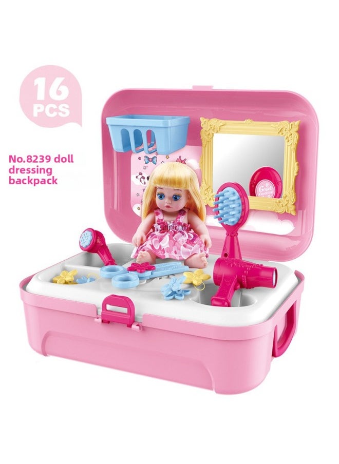 Children's Kitchen Tableware Cooking Toys Cosmetics Doctor Tool Set Play House Pets-Color:8361 Medical Backpack Box