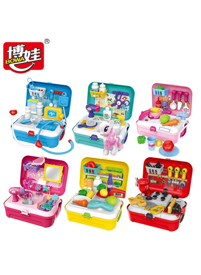 BOWA Bova Play House Toy Pet Suit Boy Simulation Doctor Children Role Play Toy Boy Girl-Color:【bh7719】simulated Oil Station Fun (chinese Surround Card)