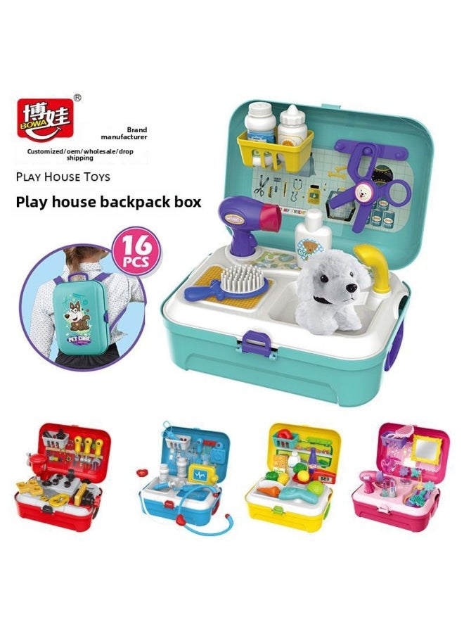 BOWA Bova Play House Toy Pet Suit Boy Simulation Doctor Children Role Play Toy Boy Girl-Color:【bh7719】simulated Oil Station Fun (chinese Surround Card)