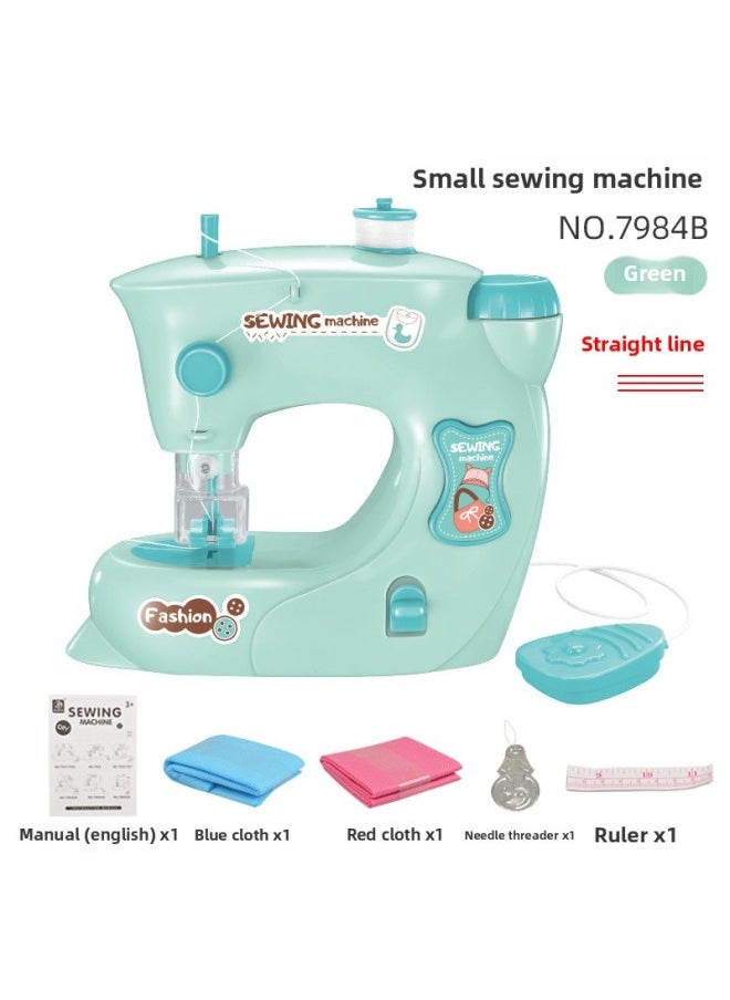 Tong Zhe Mini Electric Sewing Machine Household Small Household Appliances Toys Girls Play House Toy Set A Generation Of Hair-Color:7984B Small Green Sewing Machine