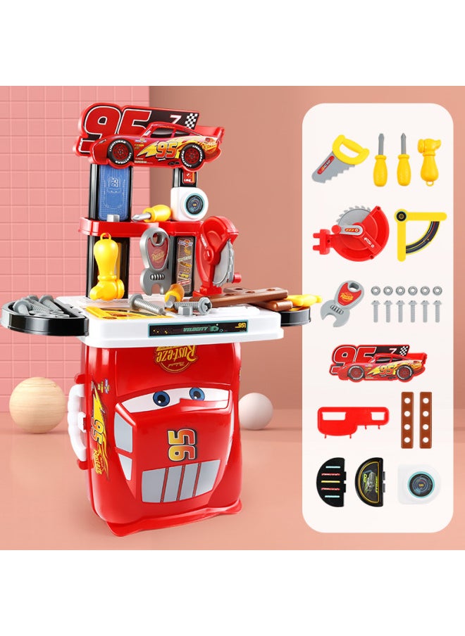 Disney Frozen Kitchen Tableware Toy Backpack Young Children Play House Girl Simulation Beauty Cosmetics-Color:[Color Box] Car Story Series Tool Toys 3-in-1 Suitcase