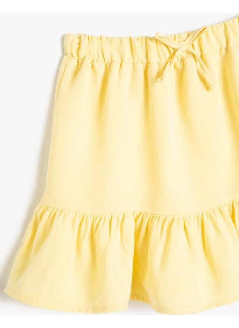 Mini Skirt with Frills and Elastic Waist Modal Fabric