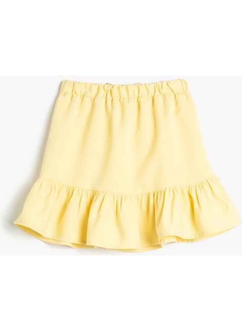 Mini Skirt with Frills and Elastic Waist Modal Fabric