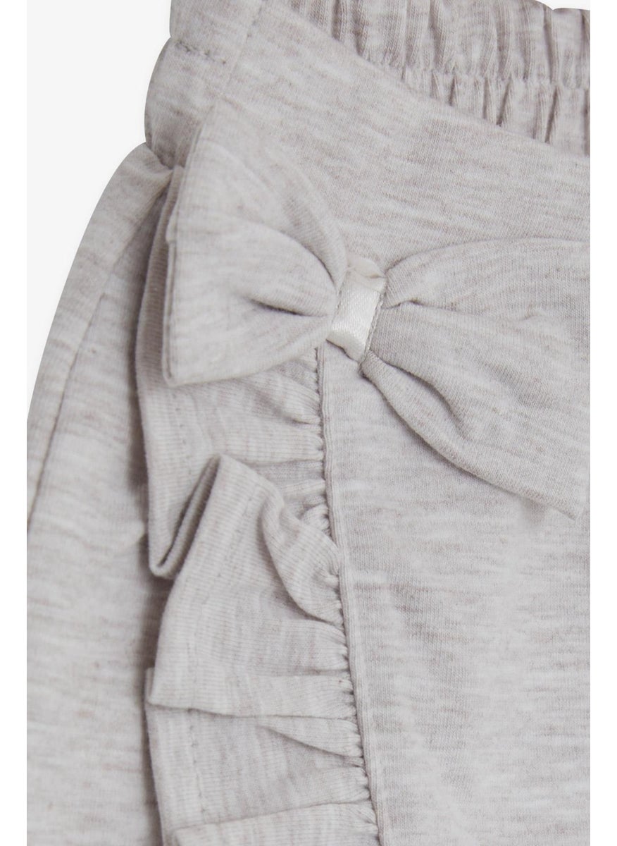 Girl Shorts Skirt with Bow Ruffles 1.5-5 Years, Beige Melange