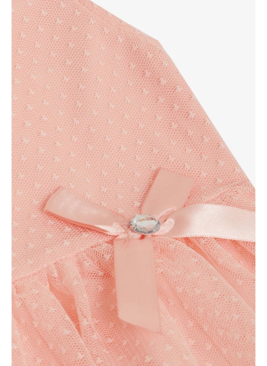 Girl's Dress Shoulder Skirt Ruffled Tulle Patterned 3-8 Years, Salmon