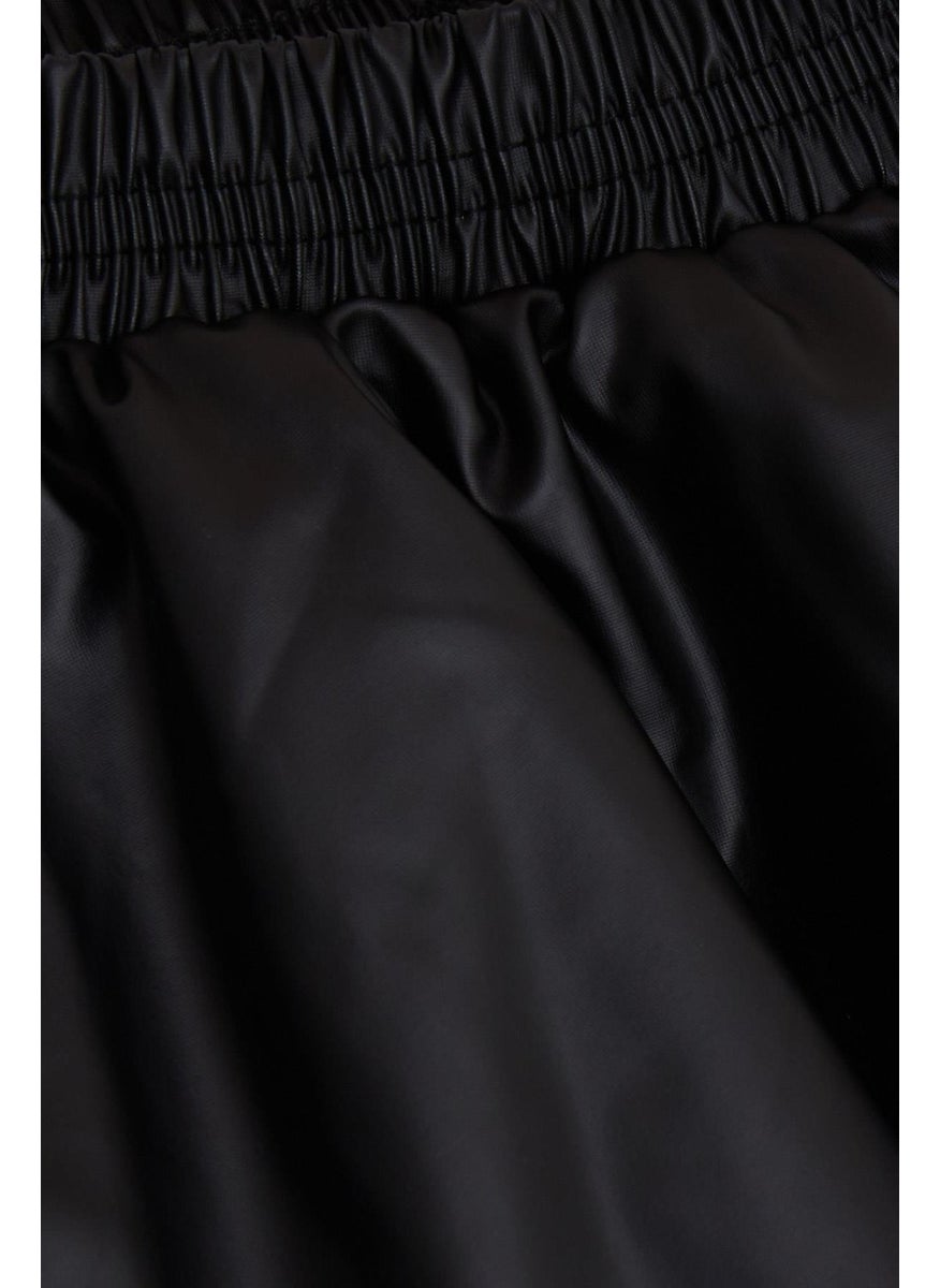 Girl's Leather Skirt Tulle with Elastic Waist 8-12 Years, Black