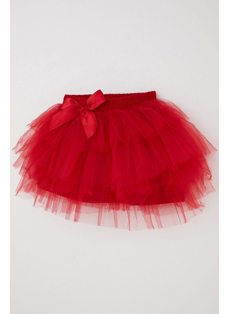 Girl Tutu Skirt with Bow 4-8 Years, Red