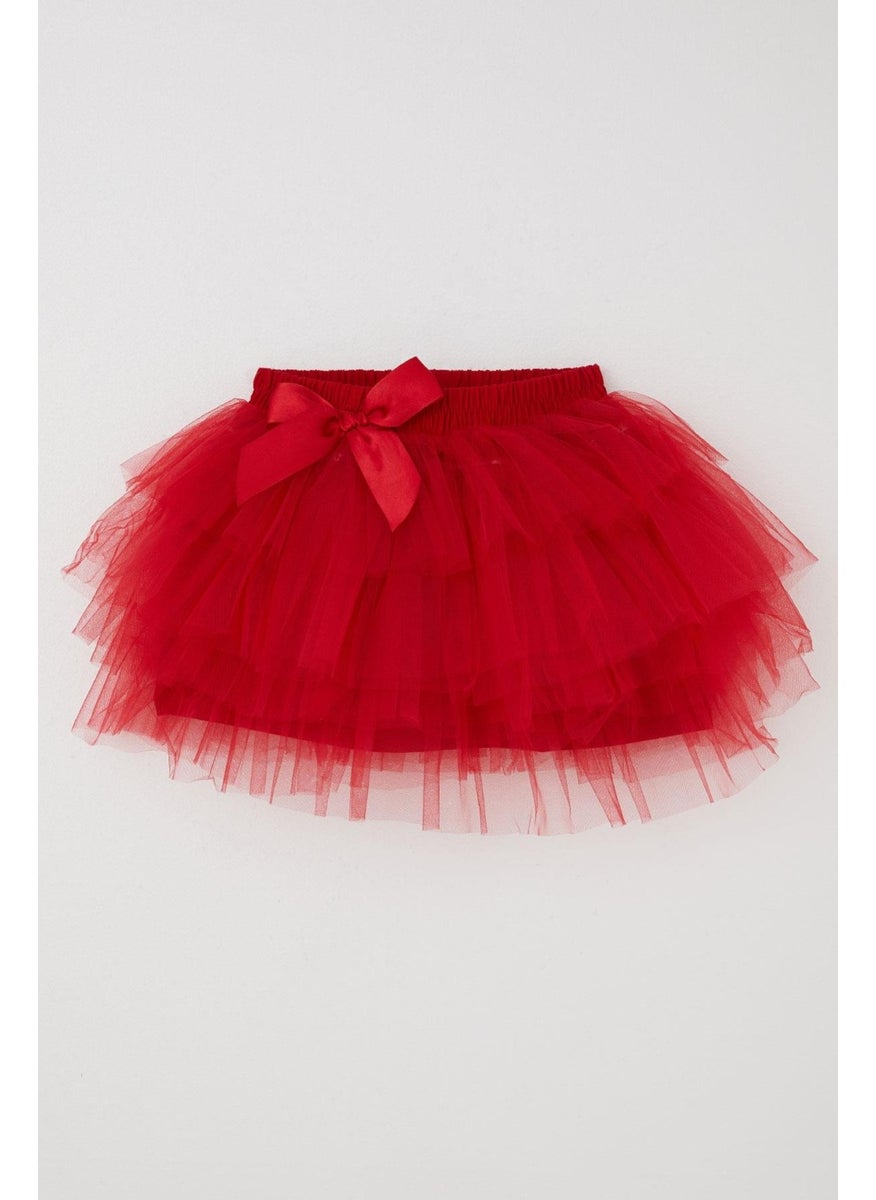 Girl Tutu Skirt with Bow 4-8 Years, Red