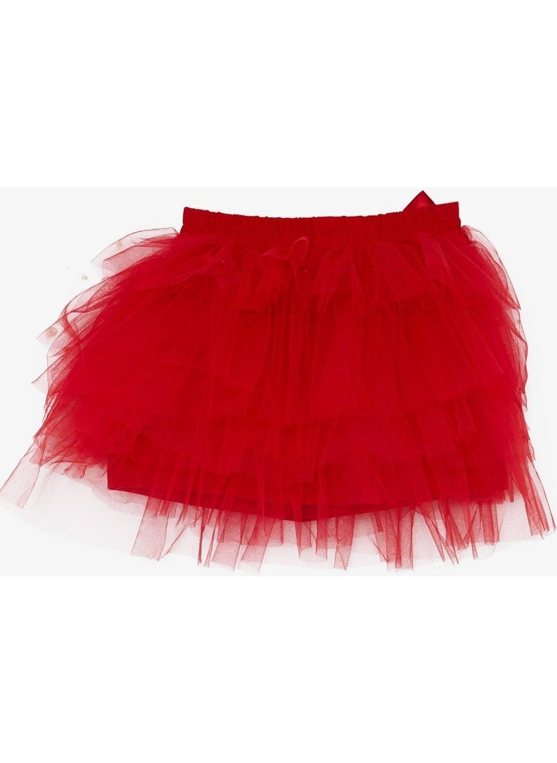 Girl Tutu Skirt with Bow 4-8 Years, Red