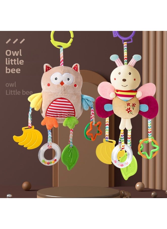 # Baby Stroller Toy Pendant Baby Car Bed Bell Bedside Hanging Seat Stroller Rattle Pendant To Coax Baby-Color:Owl+