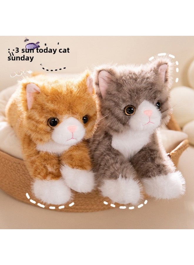 Cute Simulation Cat Doll Cloth Doll Plush Doll Lying Cat Hot Gifts For Boys And Girls-Specifications:40cm [0.23kg]]-Color:Orange Cat