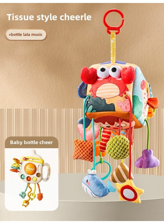 Newborn Stroller Pendant Rattle Baby Carriage Wind Chime Baby Car Bed Bell Comforting Pendant Seat Toy-Color:[9-in-1 Paper Style] + [bottle Lala Fun]