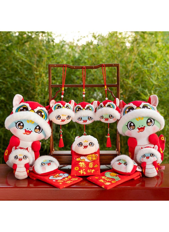 2025 Year Of The Snake Mascot Doll Zodiac Snake Pendant Doll Plush Toy Kindergarten Small Gift-Specification:16cm-Color:Cute Baby Snake [blue] Scarf With Blessing Character