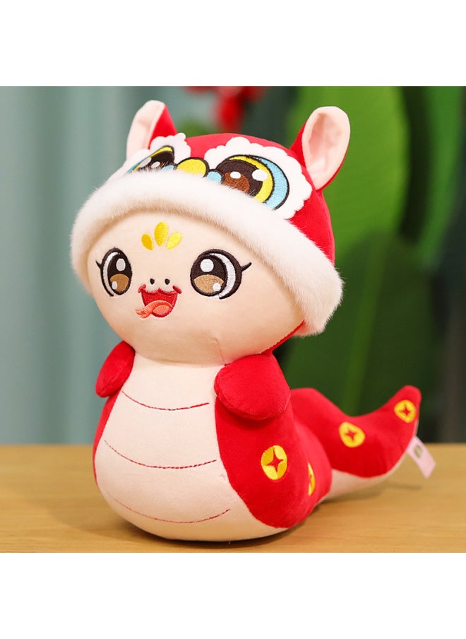 2025 Year Of The Snake Mascot Doll Zodiac Snake Pendant Doll Plush Toy Kindergarten Small Gift-Specification:16cm-Color:Cute Baby Snake [blue] Scarf With Blessing Character
