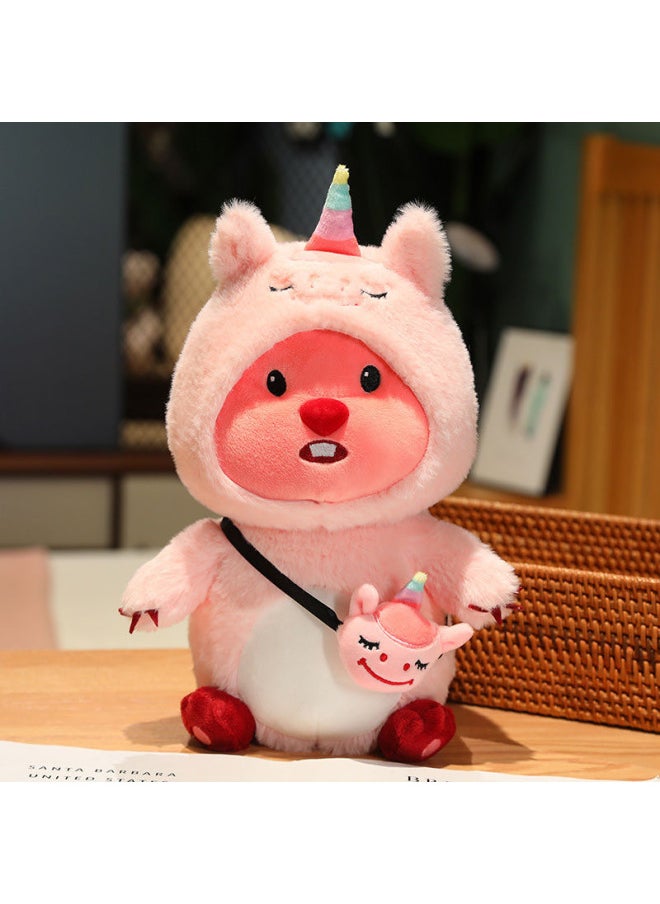 Online Celebrity Ruby Beaver Loopy Doll Clothes Beaver Plush Toy Birthday Gift Female In Stock-Color:Pink Crossdressing Unicorn-Height:35cm