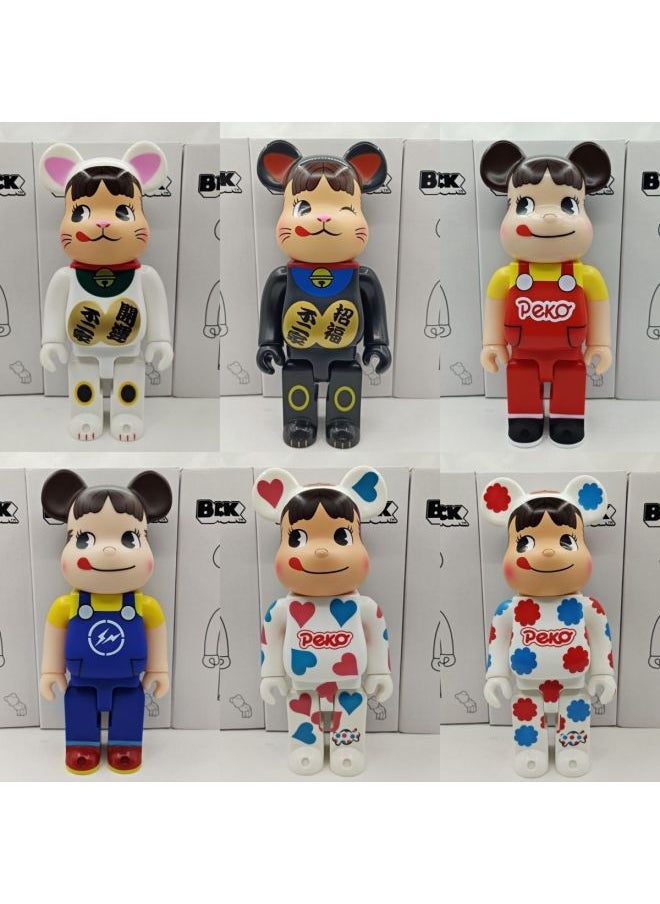 Hundred Bearbricck Vinyl Violence Bear Ornaments Building Blocks Bear Fluid Bear Toy Hand Doll 400%-Color:Jack Black