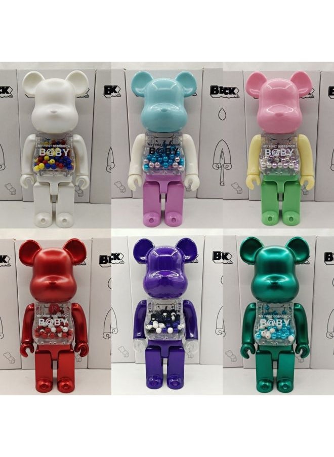 Hundred Bearbricck Vinyl Violence Bear Ornaments Building Blocks Bear Fluid Bear Toy Hand Doll 400%-Color:Jack Black