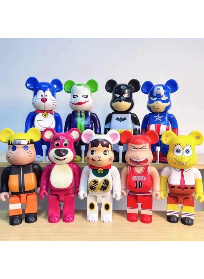 Hundred Bearbricck Vinyl Violence Bear Ornaments Building Blocks Bear Fluid Bear Toy Hand Doll 400%-Color:Jack Black