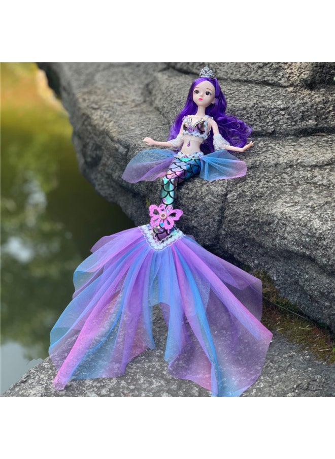 Colorful Mermaid Doll Girl Toy Princess Children's Birthday Gift Doll Doll Family Gift-Color:Yarn Tail Fish Purple Color