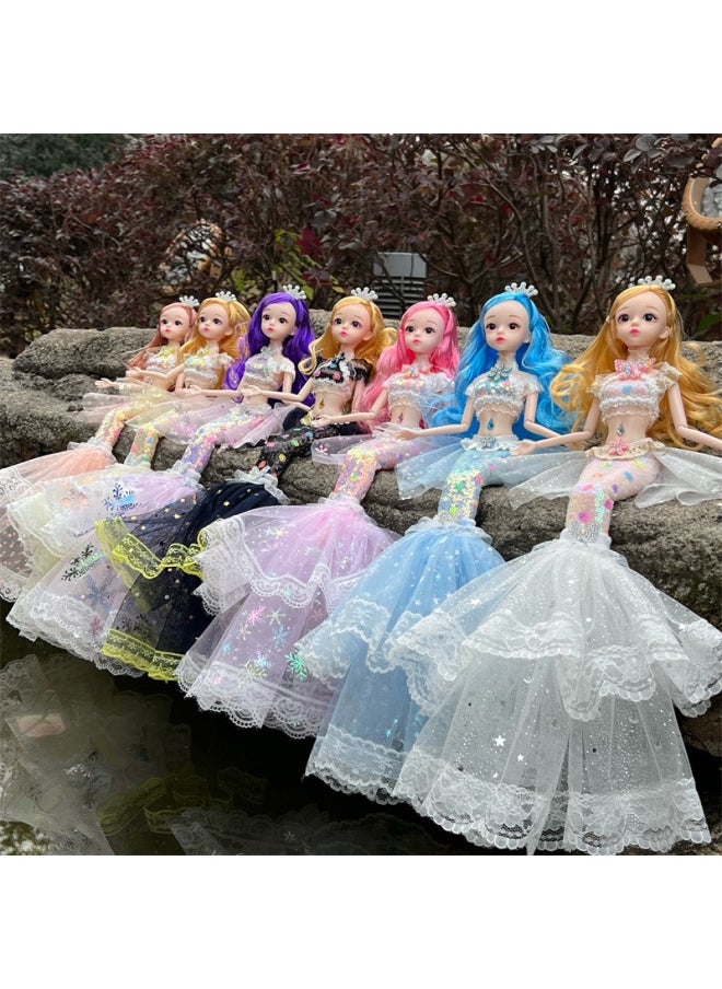 Colorful Mermaid Doll Girl Toy Princess Children's Birthday Gift Doll Doll Family Gift-Color:Yarn Tail Fish Purple Color