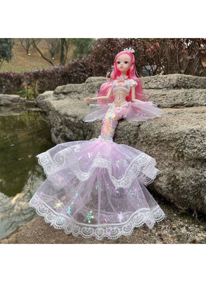 Colorful Mermaid Doll Girl Toy Princess Children's Birthday Gift Doll Doll Family Gift-Color:Yarn Tail Fish Purple Color