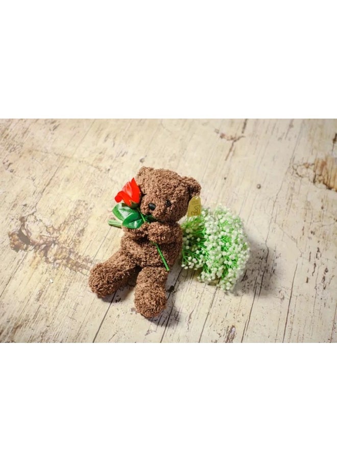 Vintage Sweater Teddy Bear Heart Hugging Seaweed Velvet Velvet Dressing Doll Logo Plush Toy-Color:Dark Brown Flower Bear-Height:70cm