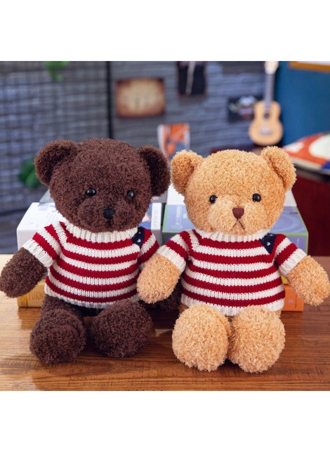 Vintage Sweater Teddy Bear Heart Hugging Seaweed Velvet Velvet Dressing Doll Logo Plush Toy-Color:Dark Brown Flower Bear-Height:70cm