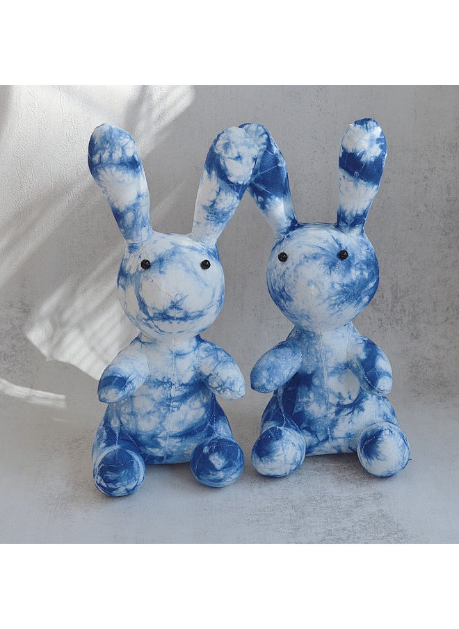Ethnic Style Handmade Tie-dyed Fabric Rabbit Cute Cute Cute Rabbit Gift Yunnan Travel Gift Home Doll-Color:Blue