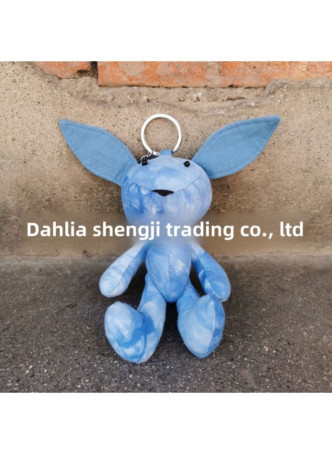 Ethnic Style Handmade Tie-dyed Fabric Rabbit Cute Cute Cute Rabbit Gift Yunnan Travel Gift Home Doll-Color:Blue