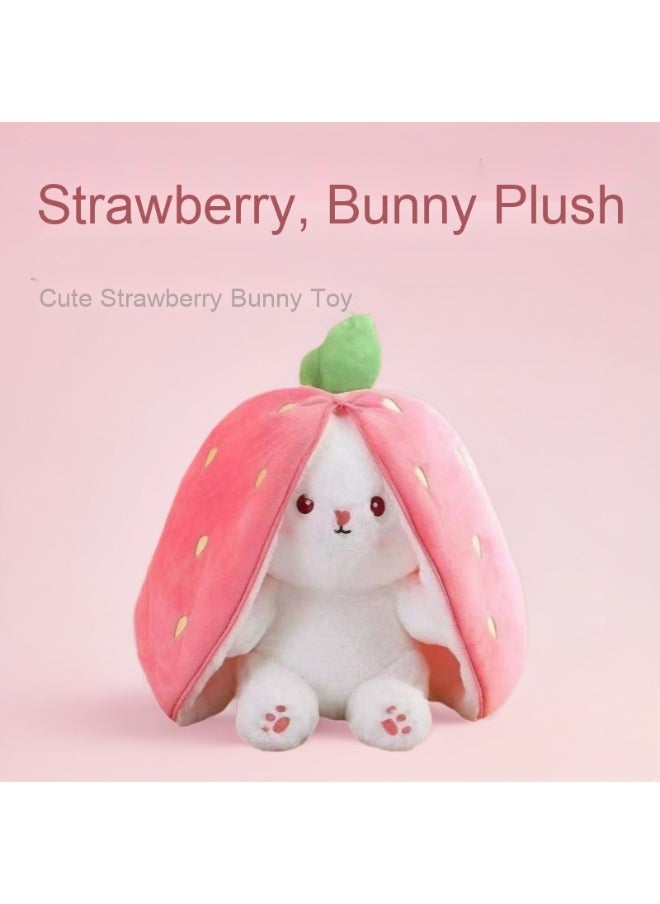 Strawberry Bunny Plush Toy - Adorable Cute Rabbit Stuffed Doll
