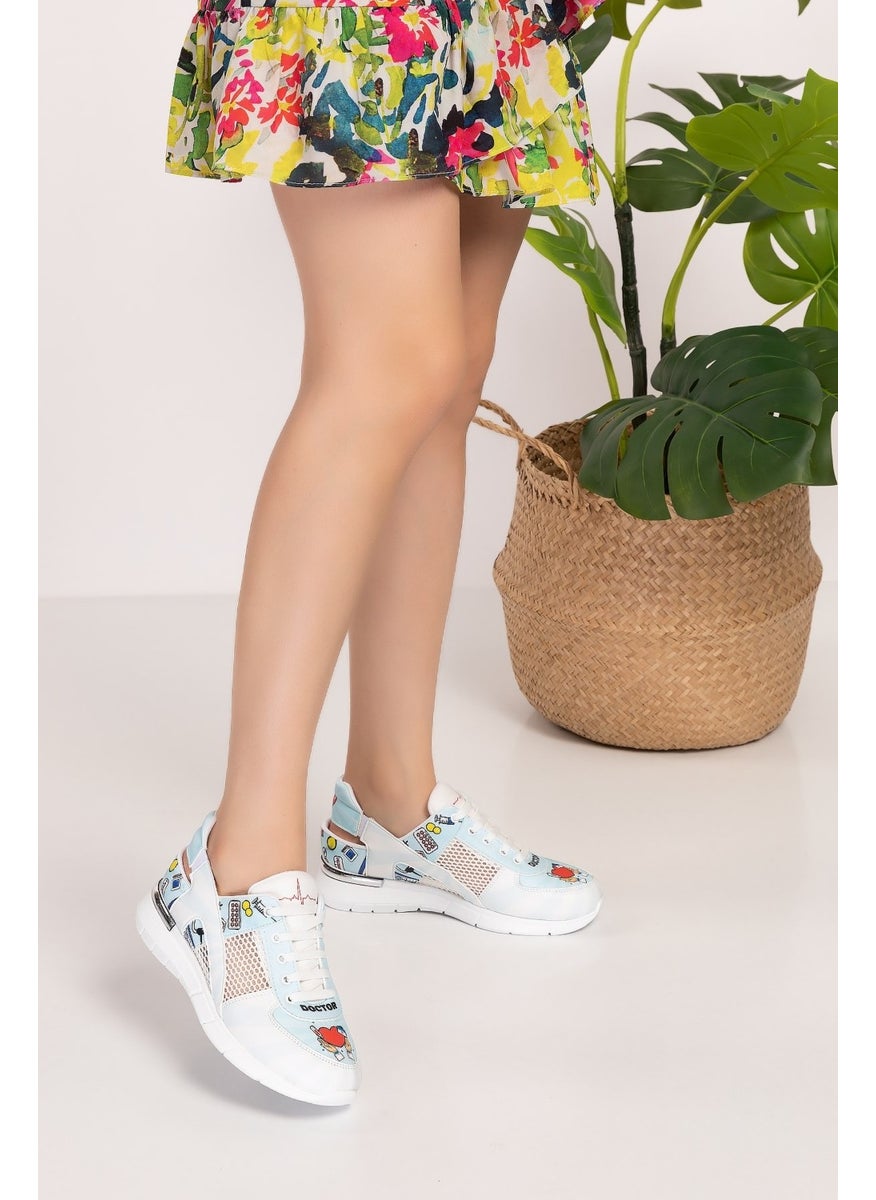 Blue Doctor Patterned Mesh Orthopedic Sports Sandals