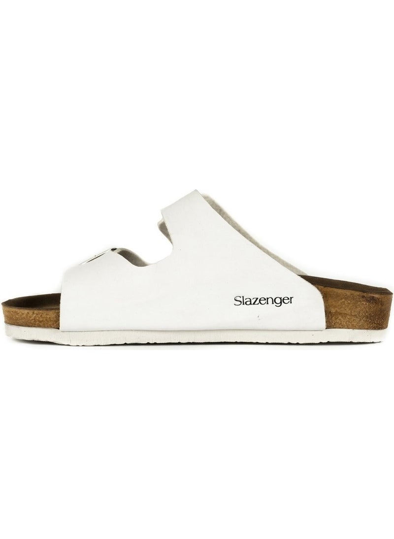Lens Women's White Double Buckle Casual Slippers V2