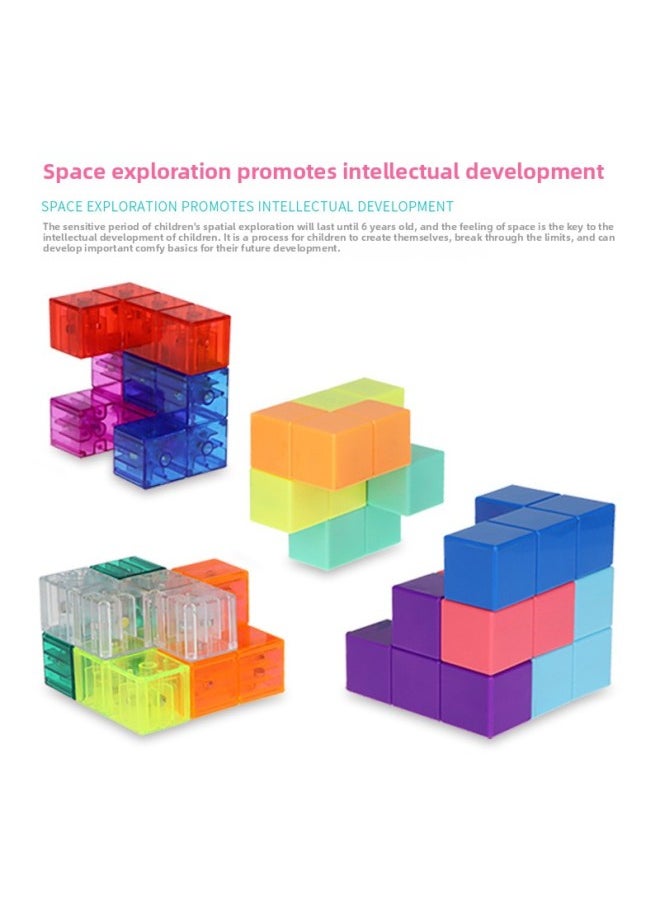 [Yongjun Building Block Magnetic Rubik's Cube] Luban Soma Cube Tetris Student Early Education Benefit Intelligence Toys-Color:Yongjun Magnetic Building Blocks (transparent)