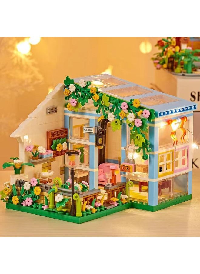 Stock Tailstock Compatible With Lego Street View Sunshine Room Boys And Girls Assembled Granular Building Blocks Internet Celebrant Toy Model-Color:Meet The Study/24cm Color Box [605 Particles]]-Specifications:12*10*11.5cm