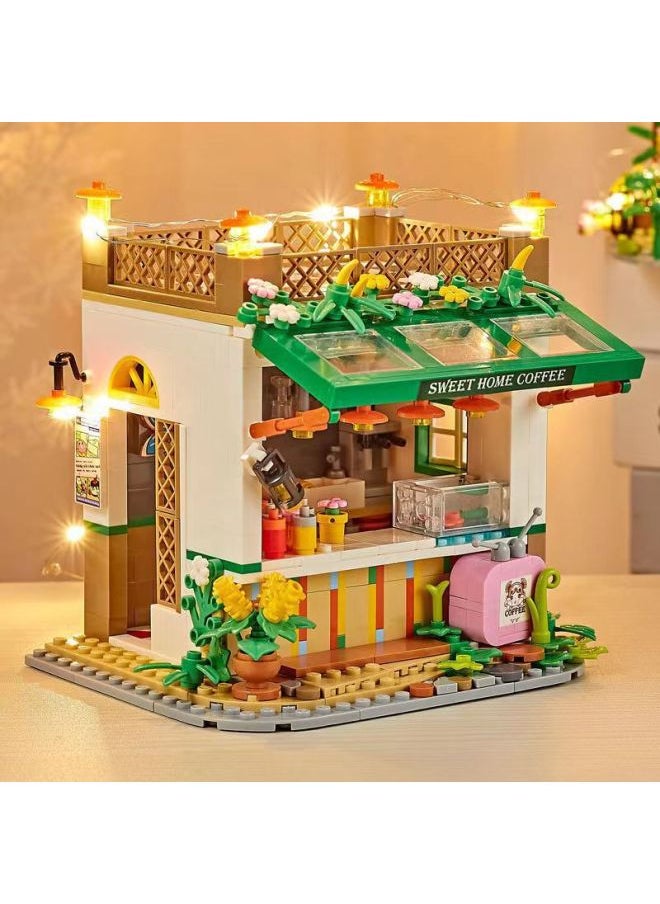 Stock Tailstock Compatible With Lego Street View Sunshine Room Boys And Girls Assembled Granular Building Blocks Internet Celebrant Toy Model-Color:Meet The Study/24cm Color Box [605 Particles]]-Specifications:12*10*11.5cm