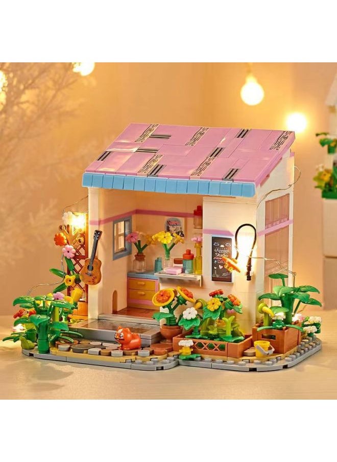 Stock Tailstock Compatible With Lego Street View Sunshine Room Boys And Girls Assembled Granular Building Blocks Internet Celebrant Toy Model-Color:Meet The Study/24cm Color Box [605 Particles]]-Specifications:12*10*11.5cm