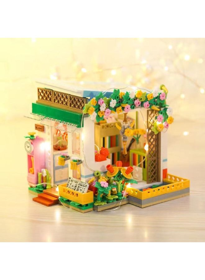 Stock Tailstock Compatible With Lego Street View Sunshine Room Boys And Girls Assembled Granular Building Blocks Internet Celebrant Toy Model-Color:Meet The Study/24cm Color Box [605 Particles]]-Specifications:12*10*11.5cm