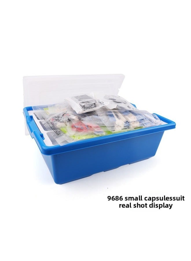 Compatible With Lego Baiyuan 45002 Large Particle Gear Mechanical 9656 Basic Teaching Aids 9090 Pipe Building Blocks 9076-Color:9686 Motor Version Barrel With Paper Instructions