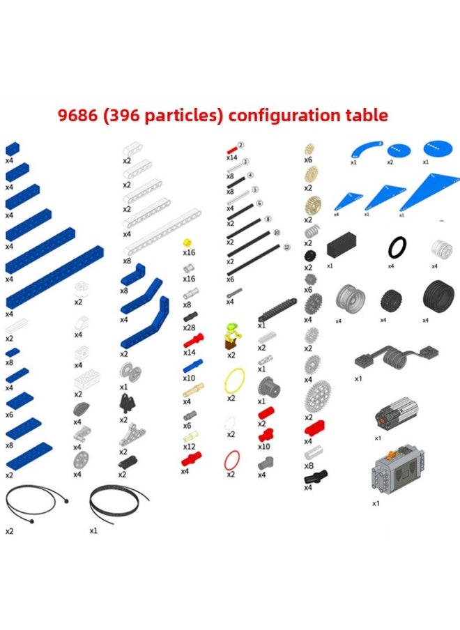 Compatible With Lego Baiyuan 45002 Large Particle Gear Mechanical 9656 Basic Teaching Aids 9090 Pipe Building Blocks 9076-Color:9686 Motor Version Barrel With Paper Instructions