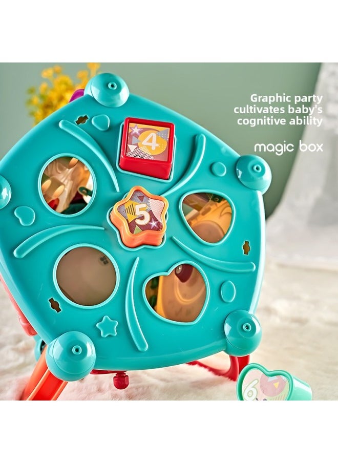 Baby Multi-functional Hand Drum Toy Puzzle Early Education Baby Seven Hexahedron Music Drum Gift-Color:Seven-sided Drum Music House [Woodpecker] 241 Early Education Contents