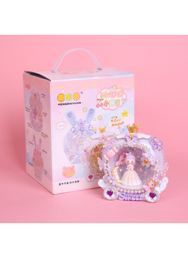 Mermaid Nightlight Children's Handmade Diy Material Bag Creative Production Shell Lamp Ornaments Educational Luminous Toys-Color:Pumpkin Car Light Purple Princess