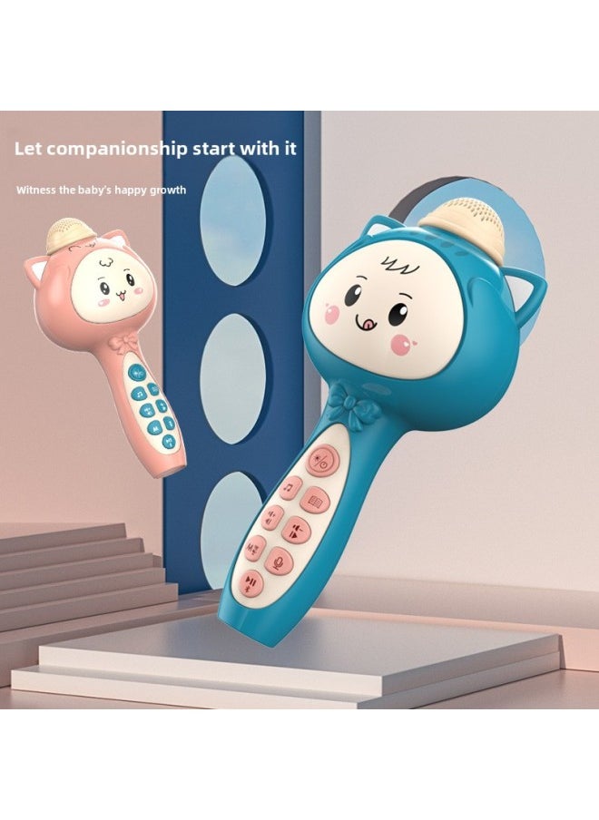 Internet Celebrity Cartoon Adorable Children's Wireless Bluetooth Microphone Boys And Girls Karaoke Machine Recording And Amplialation Story Machine-Color:Pink Bluetooth Recording