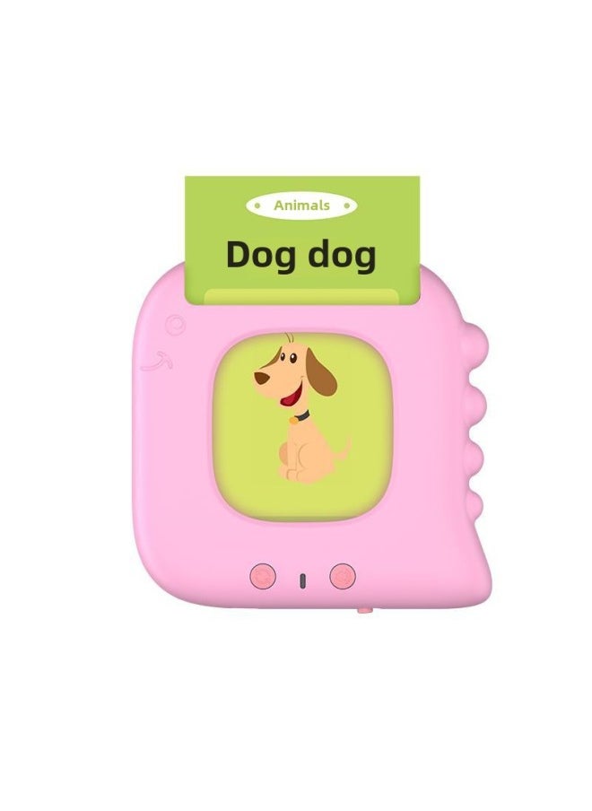 Educational Enlightenment Card Early Education Machine Children's Toy Qizhi English Card Machine Learning Machine Audio Puzzle-Color:Pink Dinosaur (English Version)