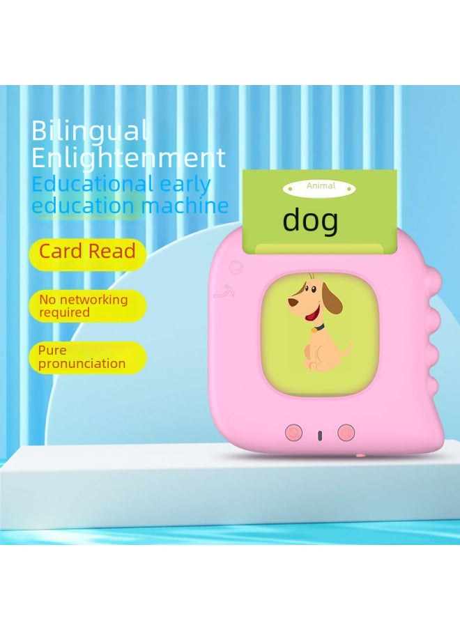 Educational Enlightenment Card Early Education Machine Children's Toy Qizhi English Card Machine Learning Machine Audio Puzzle-Color:Pink Dinosaur (English Version)